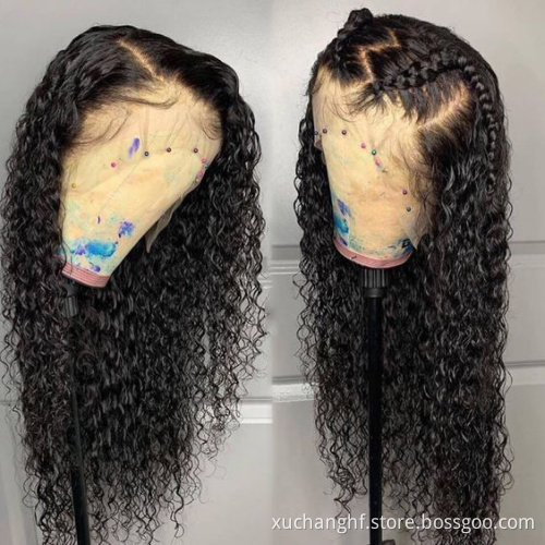 Hanfan Cheap Virgin Natural Water Wave Lace Frontal Human Hair Wig Transparent Swiss Lace Front Closure Wig for Black Women